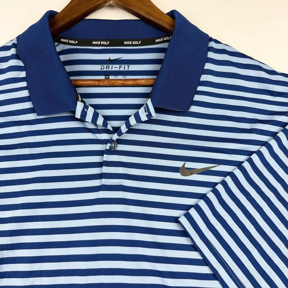 Nike Golf Dri-FIT Men's XXL Blue Striped Performance Polo Timberlinks